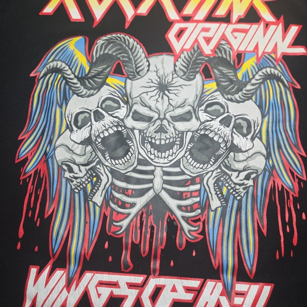 Rockstar Original Wings Of Hell Skull Black T-shirt Women's/ Ladies Large